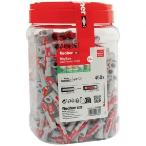 Fischer DuoPower BigBox Lot de 450 chevilles universelles puissantes &agrave; 2 composants pour fixation dans le b&eacute;ton, la brique, la pierre, les plaques de pl&acirc;tre, etc. Sans vis