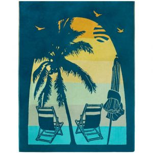 Serviette de plage éponge Velours Jacquard Vert Arche 140x180