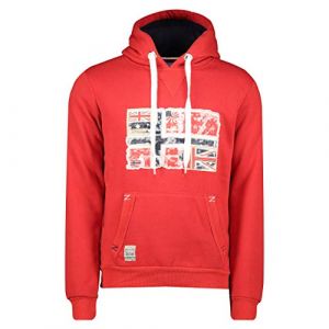 Geographical Norway GEO NORWAY GPEPE Men - Sweat Homme Capuche Chaud - Sweatshirt Hoody Homme Manche Longue Pull Casual Manches Longues - Hoodie Shirt Logo Hood Tops Type Sport Col Regulier Rouge M