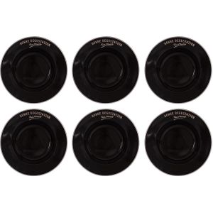 Antic Line créations Assiettes en grès noir Bonne dégustation (Lot de 6) Assiettes creuses - 23 cm