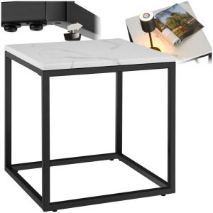TecTake Table d'appoint en marbre Alysia, carré -