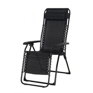 Chillvert Chaise Longue Inclinable de Jardin Relax Chillvert Catania Acier 65,5x91x116 cm Noir avec Coussin