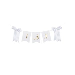 Guirlande 1 an blanc et dor&eacute;e avec n&oelig;uds satin&eacute;s 150 cm ouleur Blanc aille Taille Unique