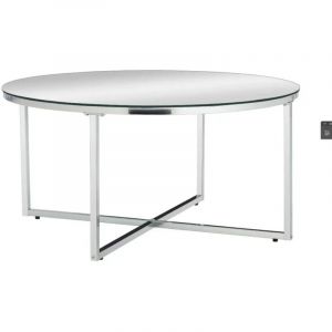 Table basse ronde lorie chrome plateau en verre Miroir D90 cm