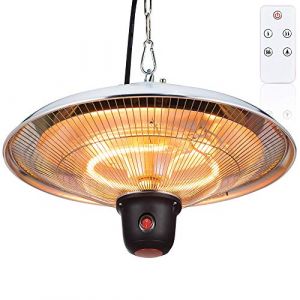 Deuba | Projecteur Chauffant avec t&eacute;l&eacute;commande 1500W Infrarouge | Int&eacute;rieur et ext&eacute;rieur - R&eacute;sistant | terrasse Balcon IP34 Chauffage halog&egrave;ne Lustre