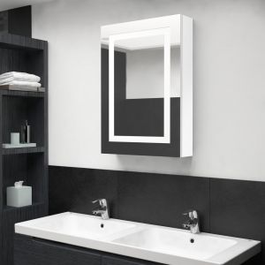 Image de VidaXL Armoire de salle de bain à miroir LED Blanc brillant 50x13x70cm