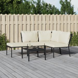 Image de VidaXL Salon de jardin 5 pcs avec coussins sable acier n/a