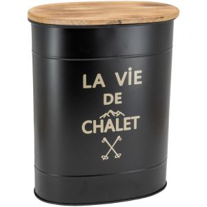 Aubry Gaspard Tabouret et seau à pellets en métal