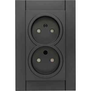 Kopp Prise murale - Athenis - Encastrée - Prise double 1 gang - Protection enfant - Anthracite mat
