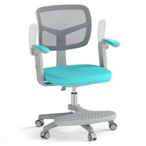 Chaise de bureau pour enfants Coast Ergonomiquement r&eacute;glable avec roues et repose-pieds - Hauteur d'assise 41-52 cm - Turquoise - 57 x 55 x 80-91 cm