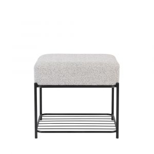 DRAWER MILOU - Tabouret rectangulaire en tissu et métal - Blanc