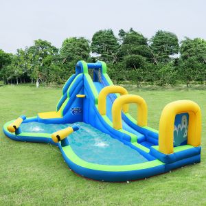 Château gonflable Coast toboggan aquatique gonflable Play Pool Water Park avec dia 478x365x242cm