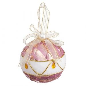 Bigbuy Christmas Boules de Noël Blanc Rose Polyfoam Tissu 6 x 6 x 6 cm (6 unités)