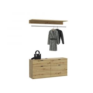 Meuble de rangement 4 tiroirs – Chêne clair – BODITE