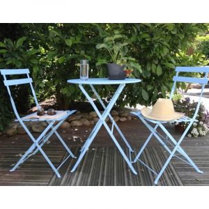 Jardindeco Salon de jardin bistrot nuances de bleu - ESSCHERT DESIGN