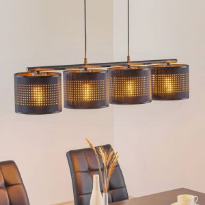 Suspension filaire TAGO 4xE27/15W/230V noire/dor&eacute;e