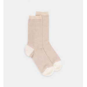 Chaussettes laine mélangée micro rayures et pois lurex