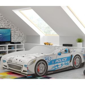 Lit enfant cars 80x160-Sommier a Lattes Design automobile -Sans matelas (argente)