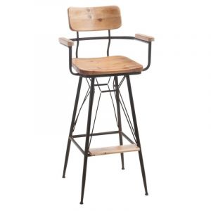 Image de Tabouret de Bar Métal & Bois "Ina" 111cm Naturel Prix