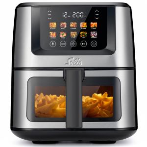 Solis Air Fry & Dry XL 8200 - Friteuse &agrave; air chaud multifonction - 7,5 L - 10 programmes - 40-230&deg;C - Ecran tactile et &eacute;clairage int&eacute;rieur - Argent