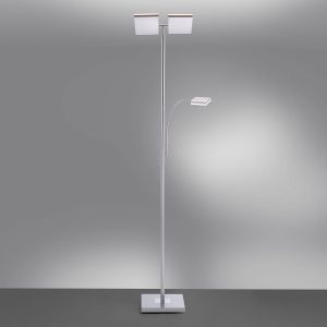 Lampadaire LED à éclairage indirect avec lampe de lecture 22 W blanc chaud LeuchtenDirekt Ruben 11725 55 acier