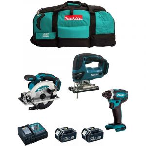 Makita Kit 18V MSB3P2B (DJV180 + DSS610 + DTD152 + 2 x 5,0 Ah + DC18RC + Trolley)