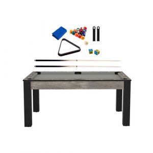 Image de No Name Billard convertible table 6 personnes Texas - Confort industriel et gris (tapis)