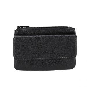 Arthur & Aston Portes-monnaie zippe noir en cuir