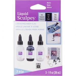 Polyform Sculpey Liquid Basics 3/pkg-Clear, Black, White