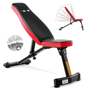 ISE Banc de Musculation Réglable Entraînement Complet, Banc Musculation Reglable avec 6 Positions Ajustable de Dossier, Banc Musculation Abdominaux Plat Exercice, Banc Musculation Inclinable SY 5021