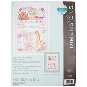 Image de DIMENSIONS Kit Point De Croix Compté, Registre De Naissance Bébés Animaux