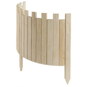 Bordure de Jardin en Bois Clôture d'Extérieur 100 cm x 40 cm Non Traitée Barrières de Jardin Piquets d'ancrage Bordure de Gazon Palissade