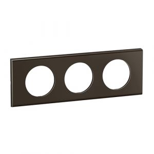 Legrand Plaque Céliane - Plaque de Finition pour Prises et Interrupteurs Céliane - 3 postes - Nickel sombre satiné