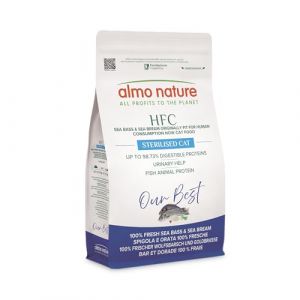 Almo Nature Nature HFC Our Best Sterilized - Croquettes Chat St&eacute;rilis&eacute; - Bar et Dorade Frais - Qualit&eacute; HFC, sans Gluten - Aide au Contr&ocirc;le du Poids - Nourriture S&egrave;che Compl&egrave;te - 1,2kg