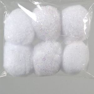 6 boules de Noël en polyester effet coton neige (5 cm)
