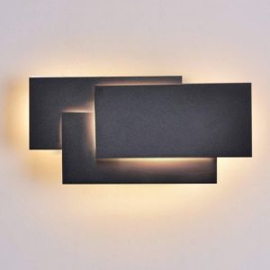 24W LED Appliques Murales Interieur Noir Simple Design Murale Applique pour Couloir Escalier Salon Chambre (Lumière Blanc chaud )