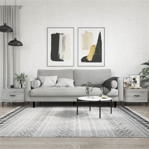 VidaXL Tables Basses 2 pcs, Tables d'Appoint avec Tiroir, Bouts de Canapé avec Pieds, Meubles de Rangement Salle de Séjour, Moderne, Sonoma Gris Bois d'Ingénierie