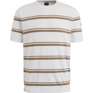 Vanguard Knitted T-Shirt Rayures Blanc cass&eacute; Beige taille L