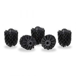 Relaxdays Tête de rechange pour brosse WC lot de 5 orifice intérieur 12 mm Diamètre 7 cm, noir