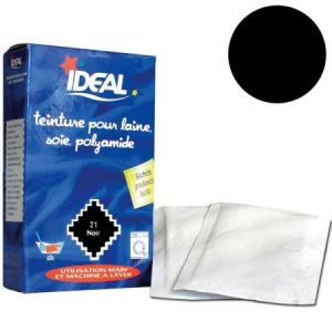 Ideal Teinture classique noir 21 einture pour tissu : laine, soie et polyamide Sachets prédosés à utiliser à la main à 90° pour la