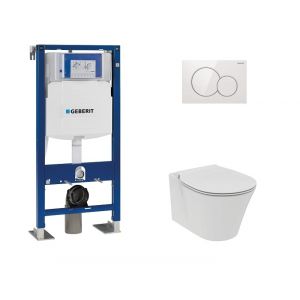 Image de Geberit Pack UP320 + Cuvette Aquablade CONNECT AIR + Plaque Sigma Blanche