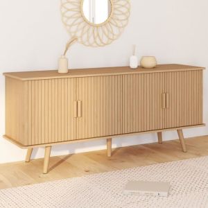 Idmarket Buffet 140 cm juliette 4 portes lattes tasseau bois coloris chêne