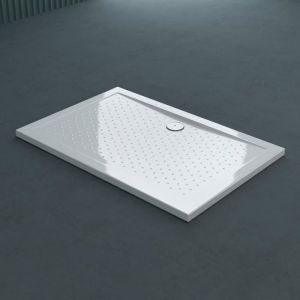 Bac à douche receveur de douche antiglisse rectangulaire acrylique blanc Lucia04AR 75x90x4cm + Bonde AL01 - Blanc - Sogood