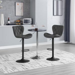 WOLTU Lot de 2 Tabouret de Bar, Tabouret de Cuisine à Hauteur Réglable, Chaise de Bar Pivotante en Similicuir avec Repose-Pieds et Dossier, Anthracite