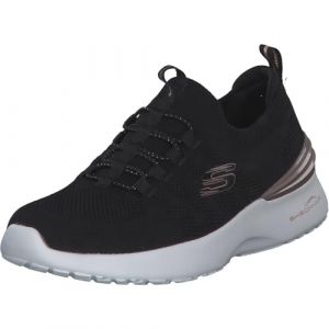 Skechers Femme Air Dynamight Perfect Steps Basket, Black Knit/Rose Gold Trim, 40 EU