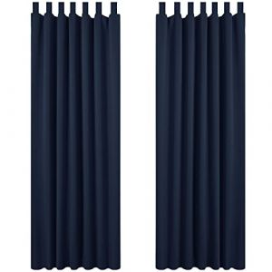 Lot de 2 Rideaux Occultant Isolant Thermiques Salon à Pattes, Taille Moyenne, 140x290 cm, Bleu Marine - Bleu Marine - Deconovo