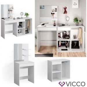 Vicco - Coiffeuse "Isabelle" Blanc avec meuble d'appoint