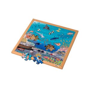 Educo Puzzle en Bois - Puzzle vocabulaire - corail (49) - jeu Montessori