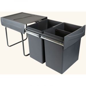 Poubelle de cuisine encastrable joka - 2x20 litres - gris