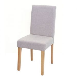 Décoshop26 Chaise de salle à manger cuisine en tissu beige crème pieds clairs design moderne